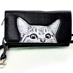 Peeking Cats Wallet In Vegan Leather NWT​​